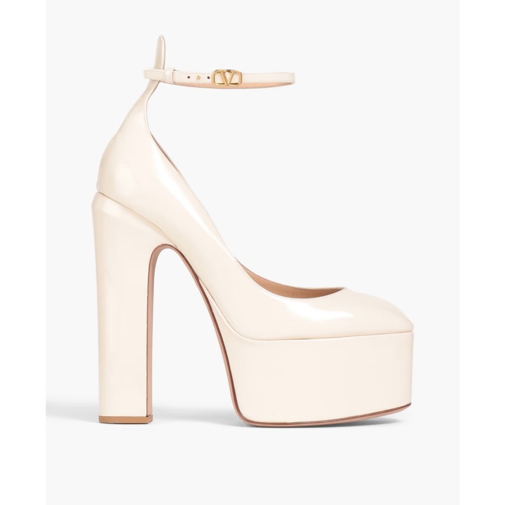 Valentino Ivory Patent Leather Tan-Go Platform Heels